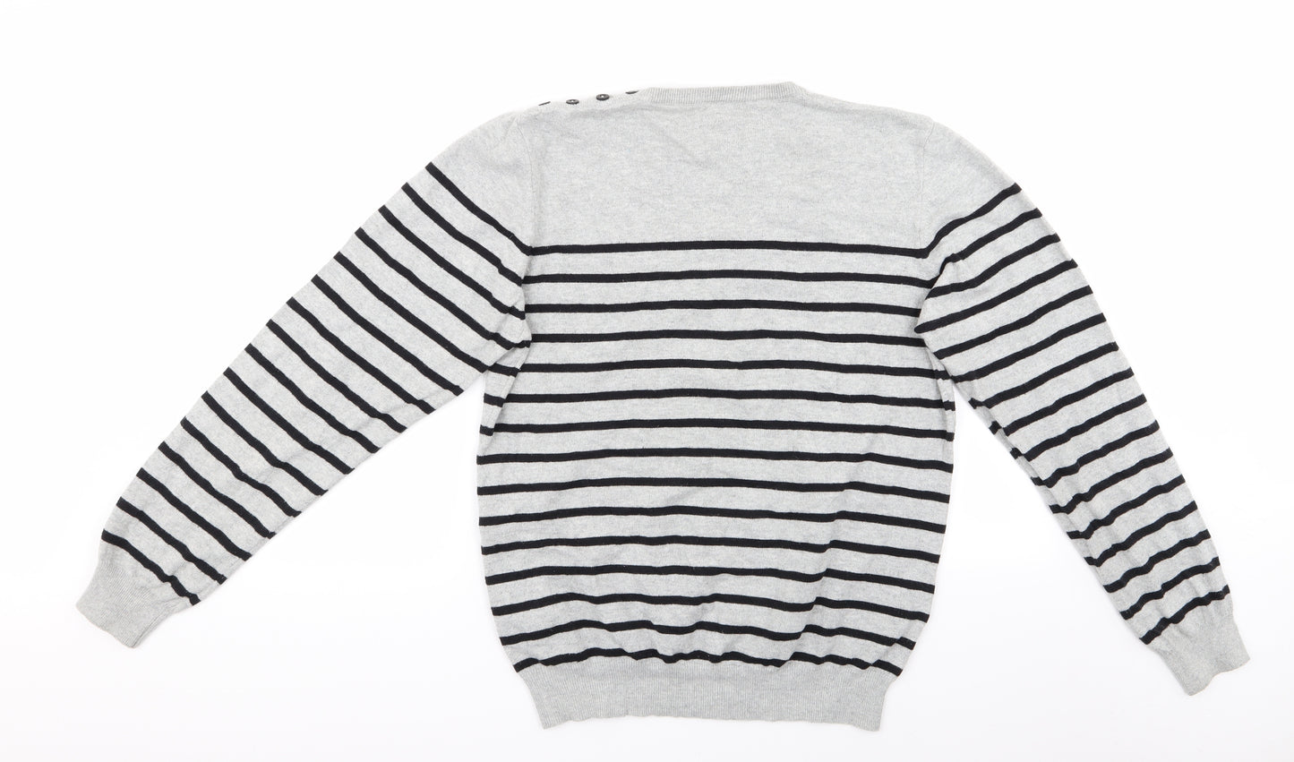 Topman Mens Grey Striped  Pullover Jumper Size M  - Topman Sweater