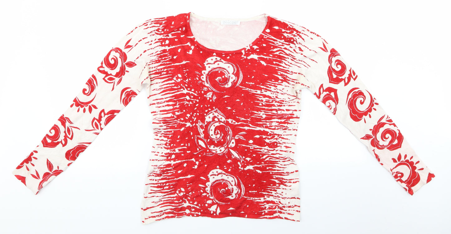 IMAGINI Womens Multicoloured Floral  Pullover Jumper Size L  - Imagini Beaded Sweater