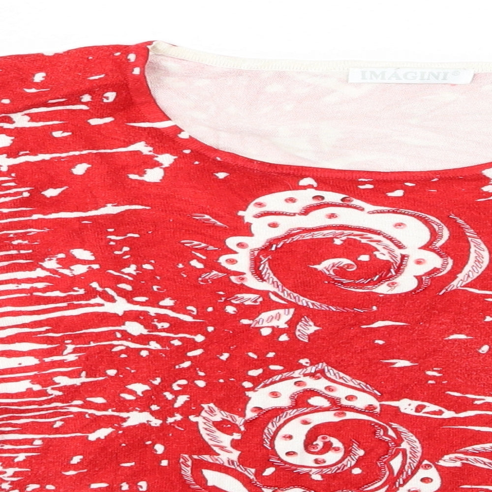 IMAGINI Womens Multicoloured Floral  Pullover Jumper Size L  - Imagini Beaded Sweater