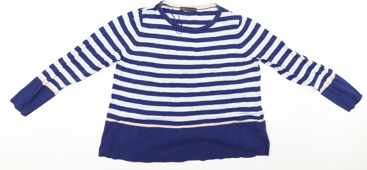 Marks and Spencer Womens Black Striped  Pullover Jumper Size 18  - Marks and Spencer