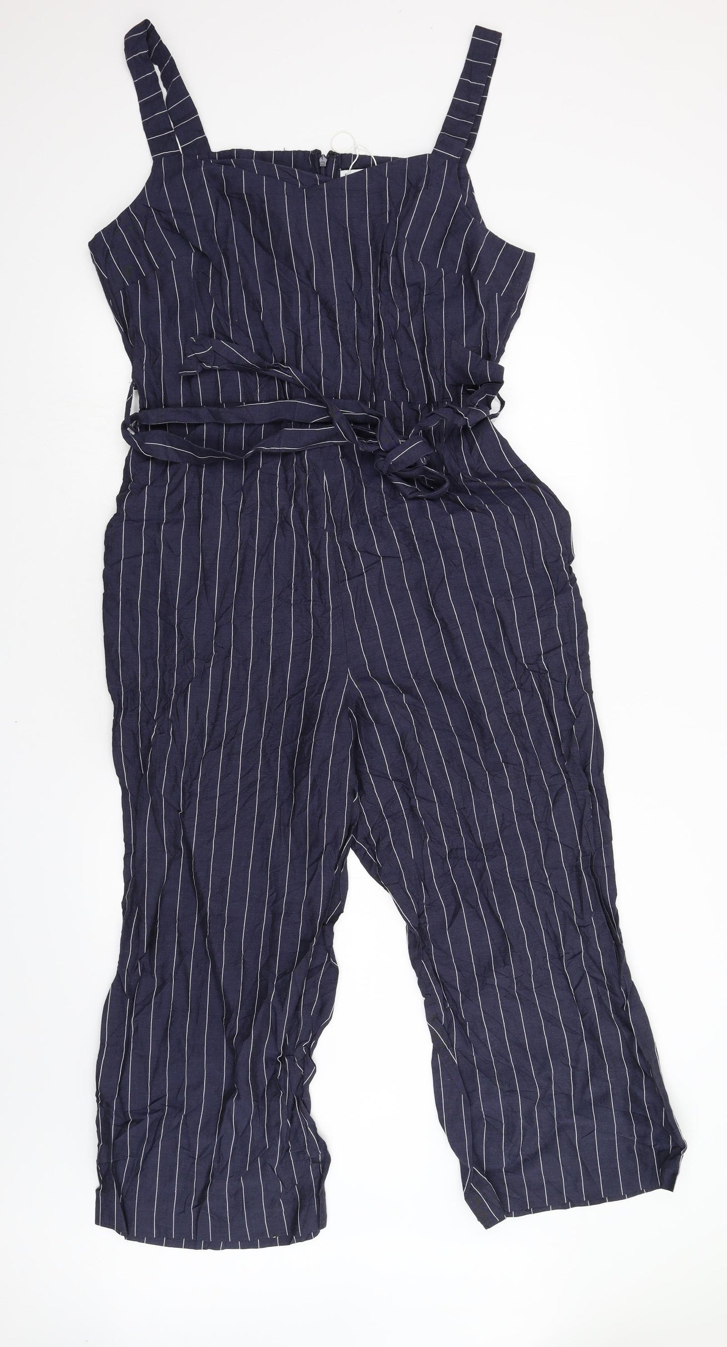 Warehouse Womens Blue Striped  Jumpsuit One-Piece Size 16