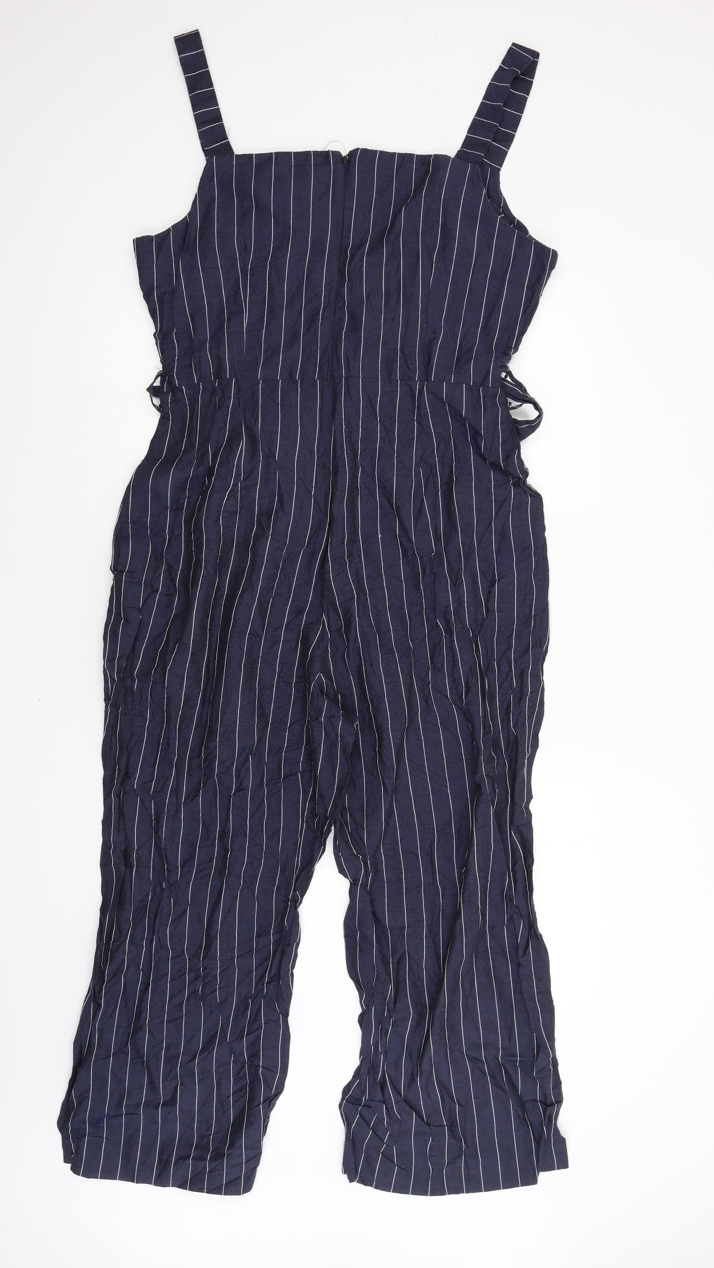 Warehouse Womens Blue Striped  Jumpsuit One-Piece Size 16