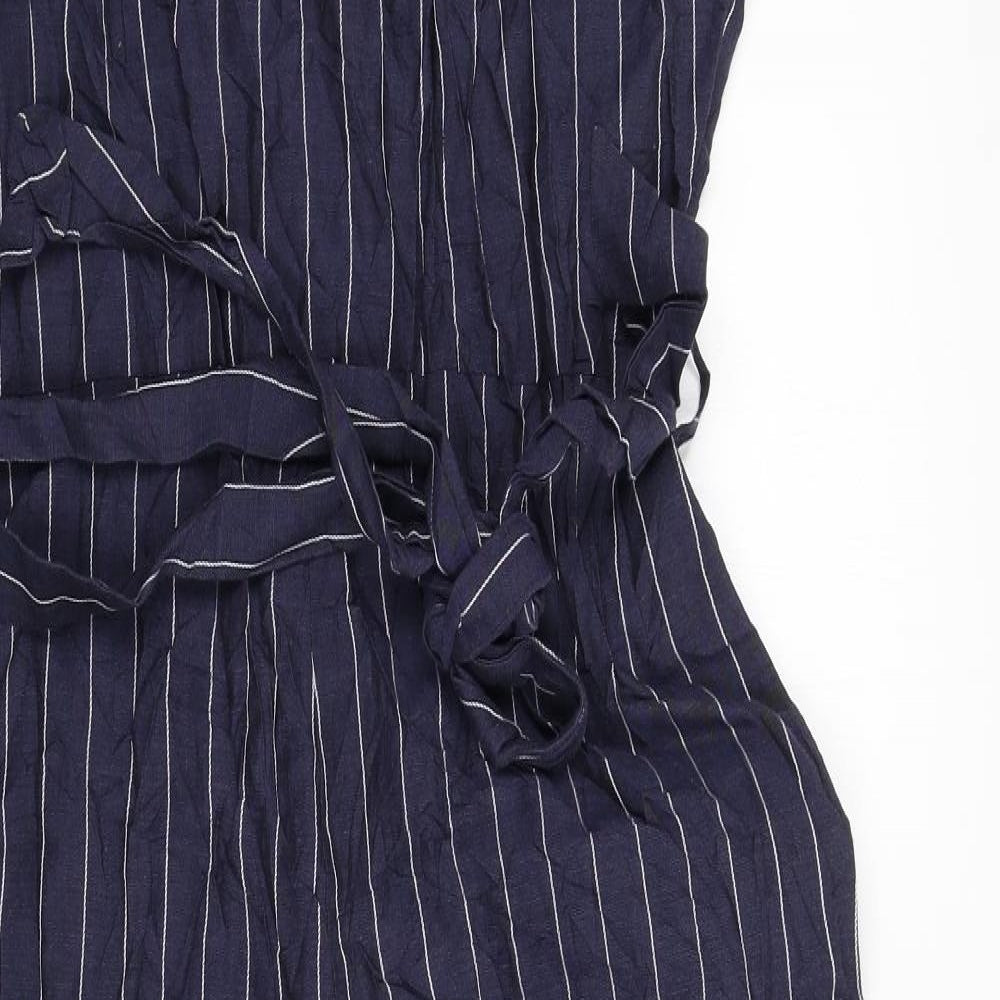 Warehouse Womens Blue Striped  Jumpsuit One-Piece Size 16