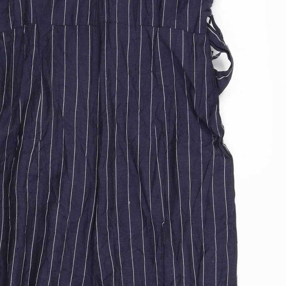 Warehouse Womens Blue Striped  Jumpsuit One-Piece Size 16