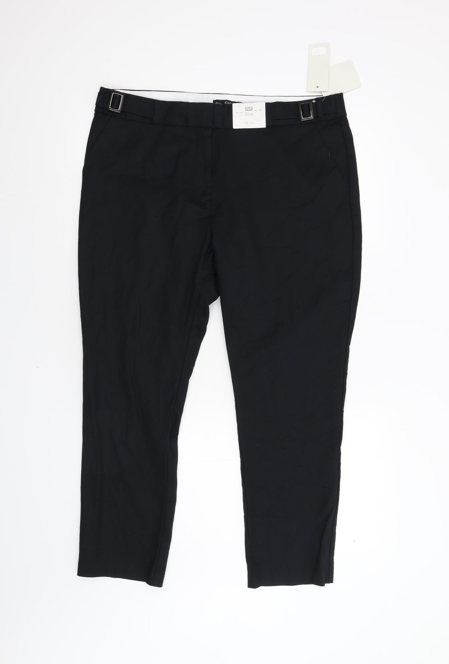 F&F Womens Black   Trousers  Size 16 L25 in