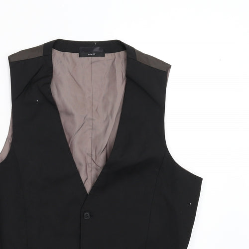 Primark Mens Black    Suit Waistcoat Size L