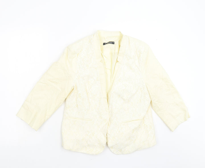 Bonmarché Womens Yellow Floral Jacket Blazer Size 14