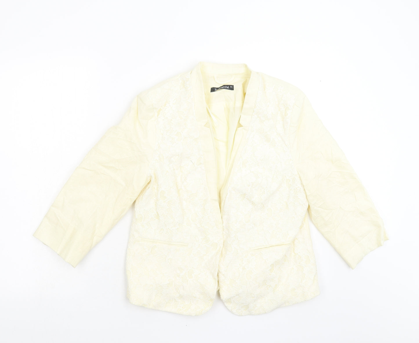 Bonmarché Womens Yellow Floral  Jacket Blazer Size 14