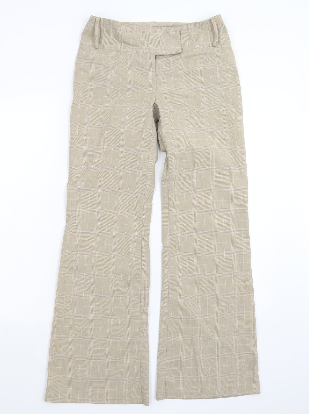 Internacionale Womens Beige Check  Trousers  Size 8 L30 in