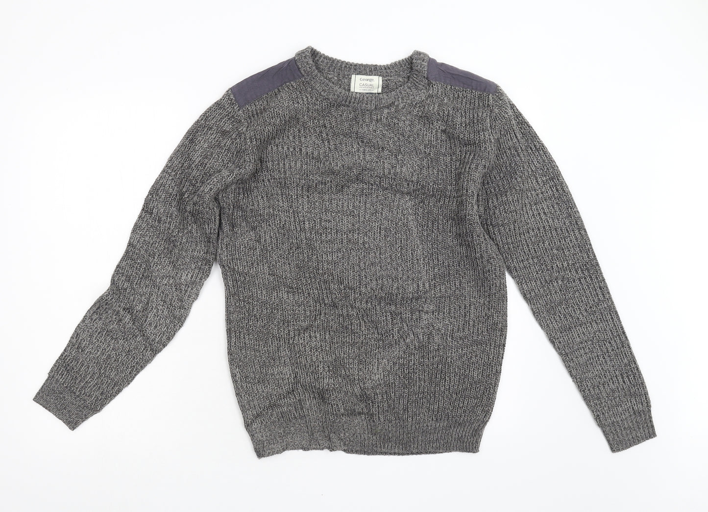 George Mens Grey  Knit Pullover Jumper Size S