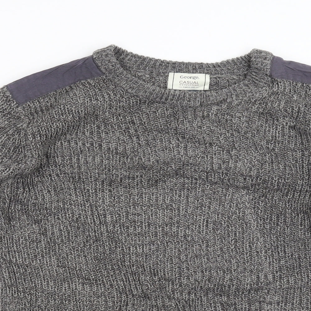 George Mens Grey  Knit Pullover Jumper Size S