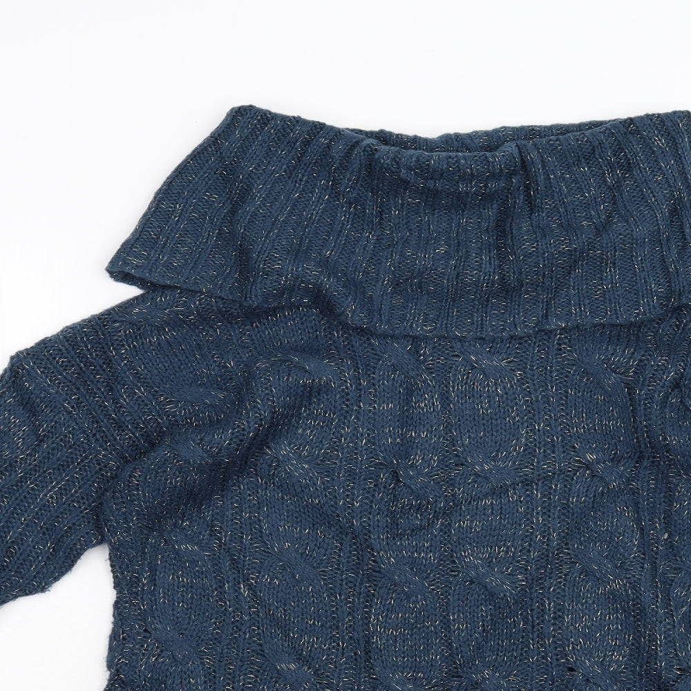 Peacock's Womens Blue  Knit Pullover Jumper Size S