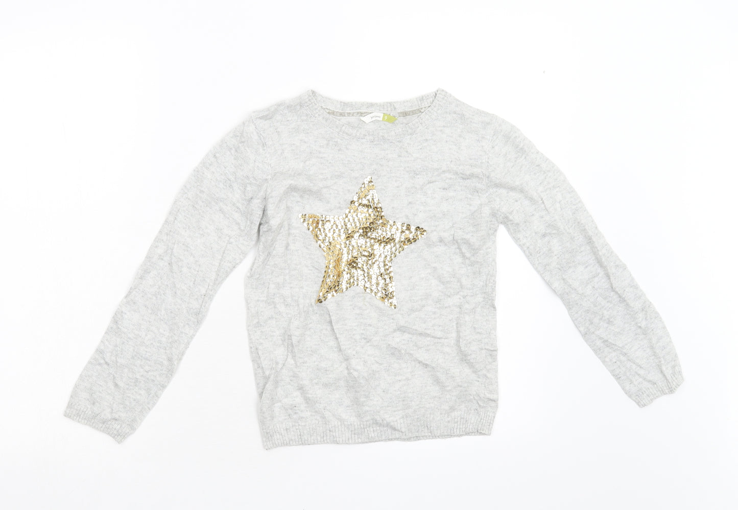 John Lewis Girls Grey  Knit Pullover Jumper Size 9 Years