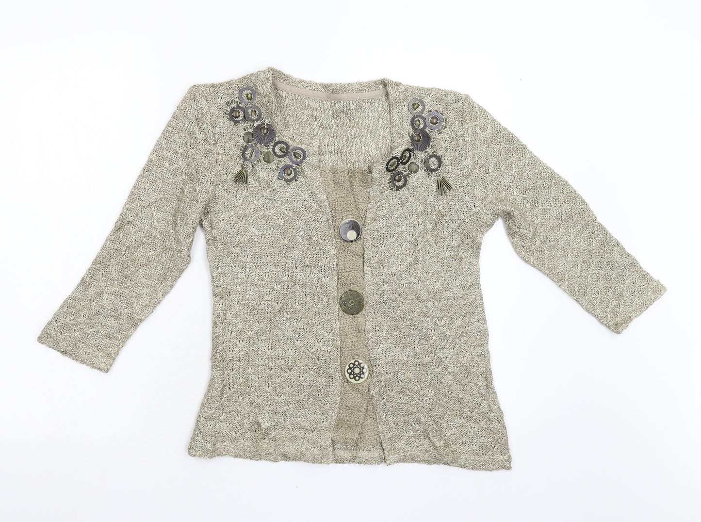 Per Una Womens Beige  Knit Cardigan Jumper Size S