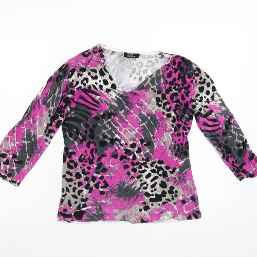 Sky designs Womens Pink Animal Print  Pullover Jumper Size S