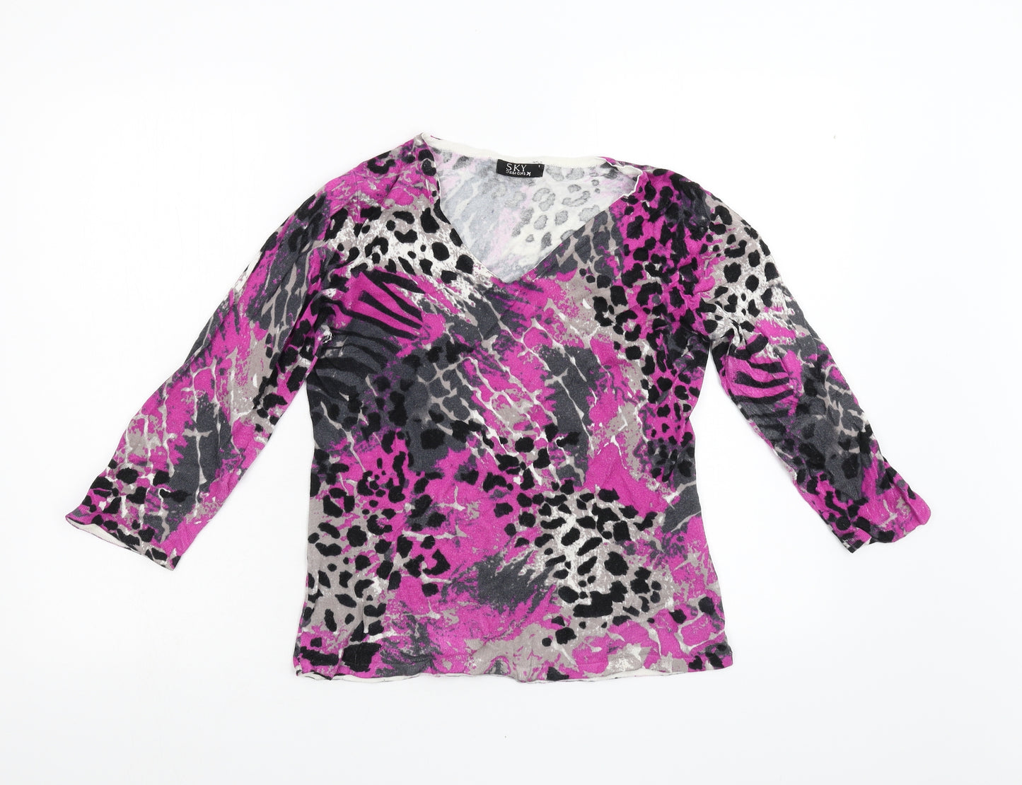 Sky designs Womens Pink Animal Print  Pullover Jumper Size S