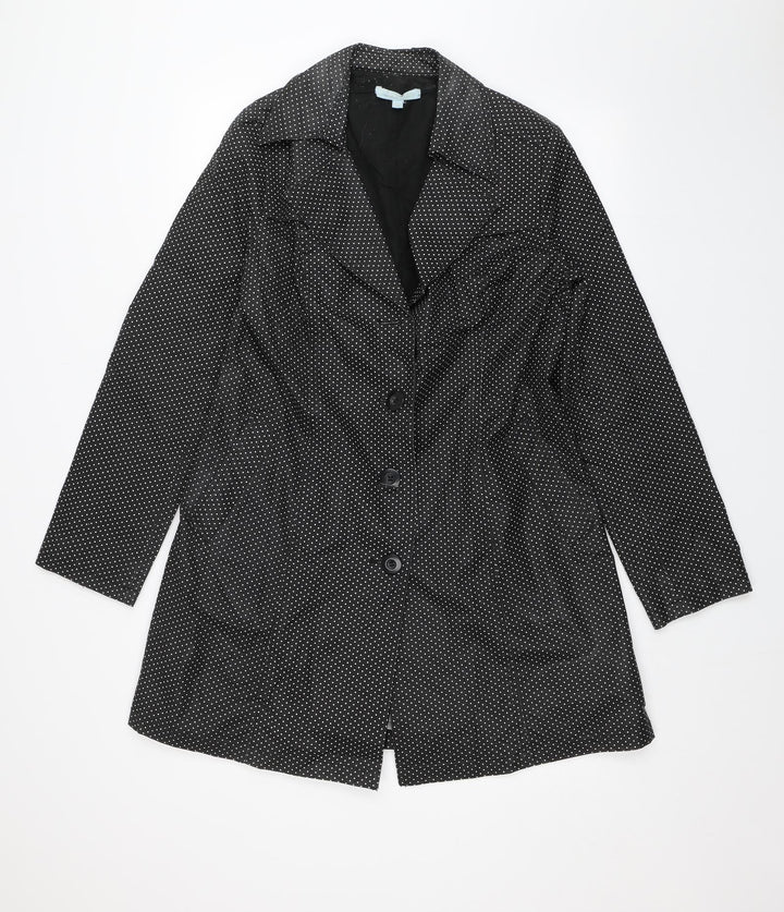 Aphorism Womens Black Polka Dot  Overcoat Jacket Size 14