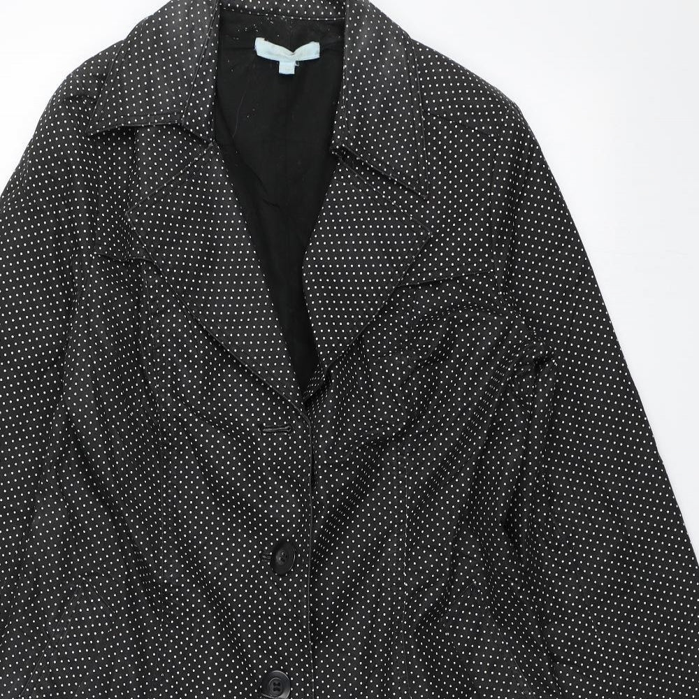 Aphorism Womens Black Polka Dot  Overcoat Jacket Size 14