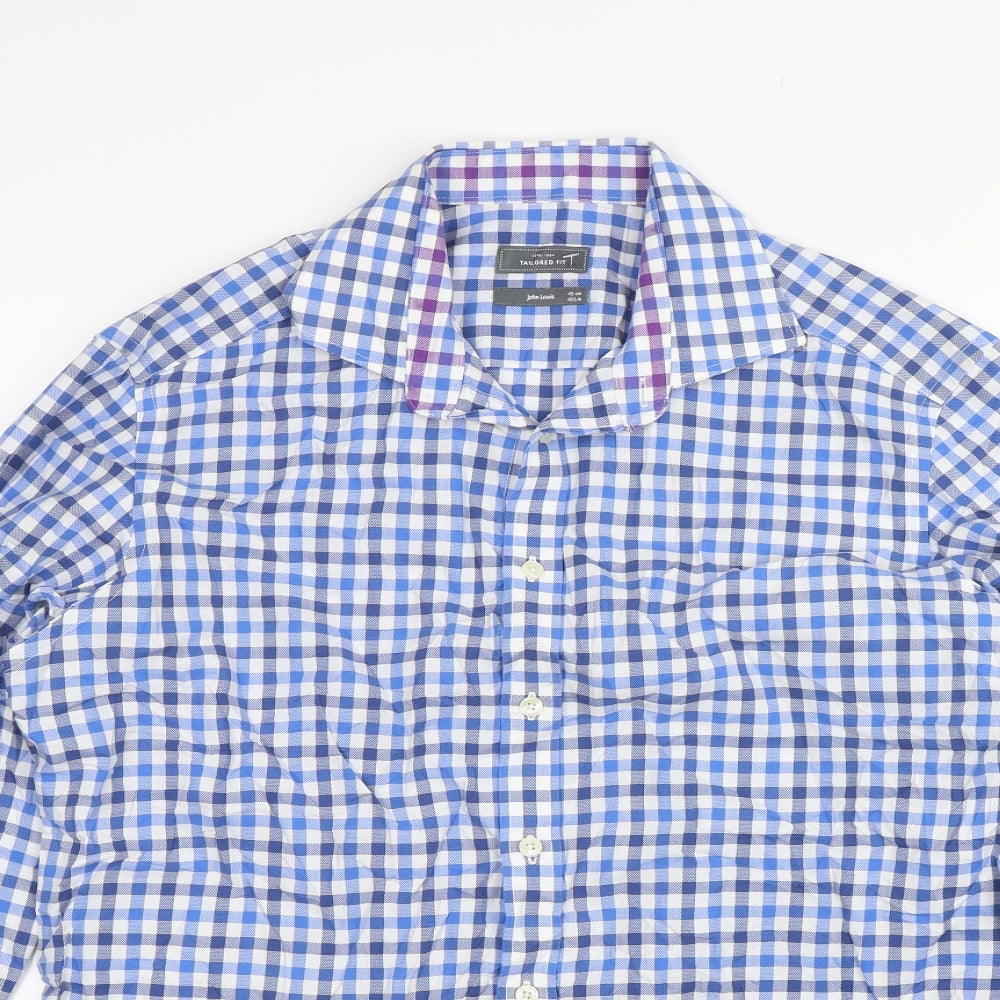 John Lewis Mens Blue Plaid   Dress Shirt Size 16.5