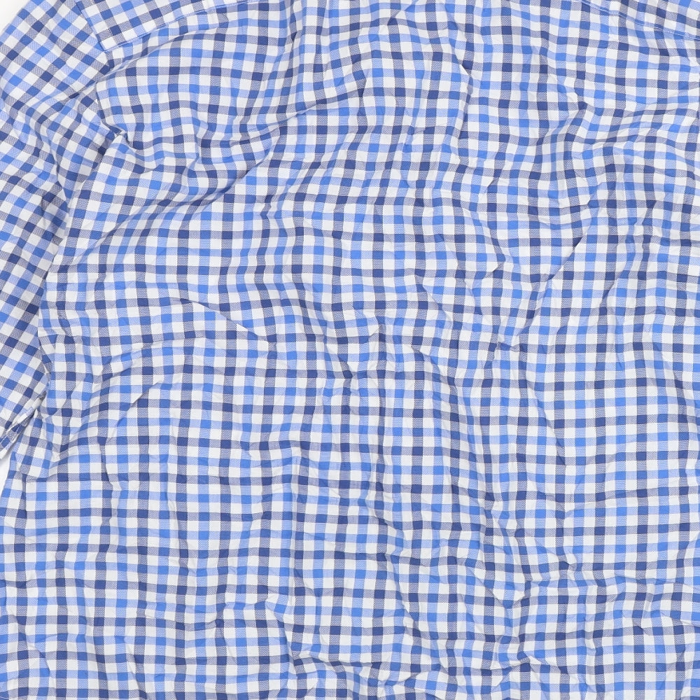 John Lewis Mens Blue Plaid   Dress Shirt Size 16.5