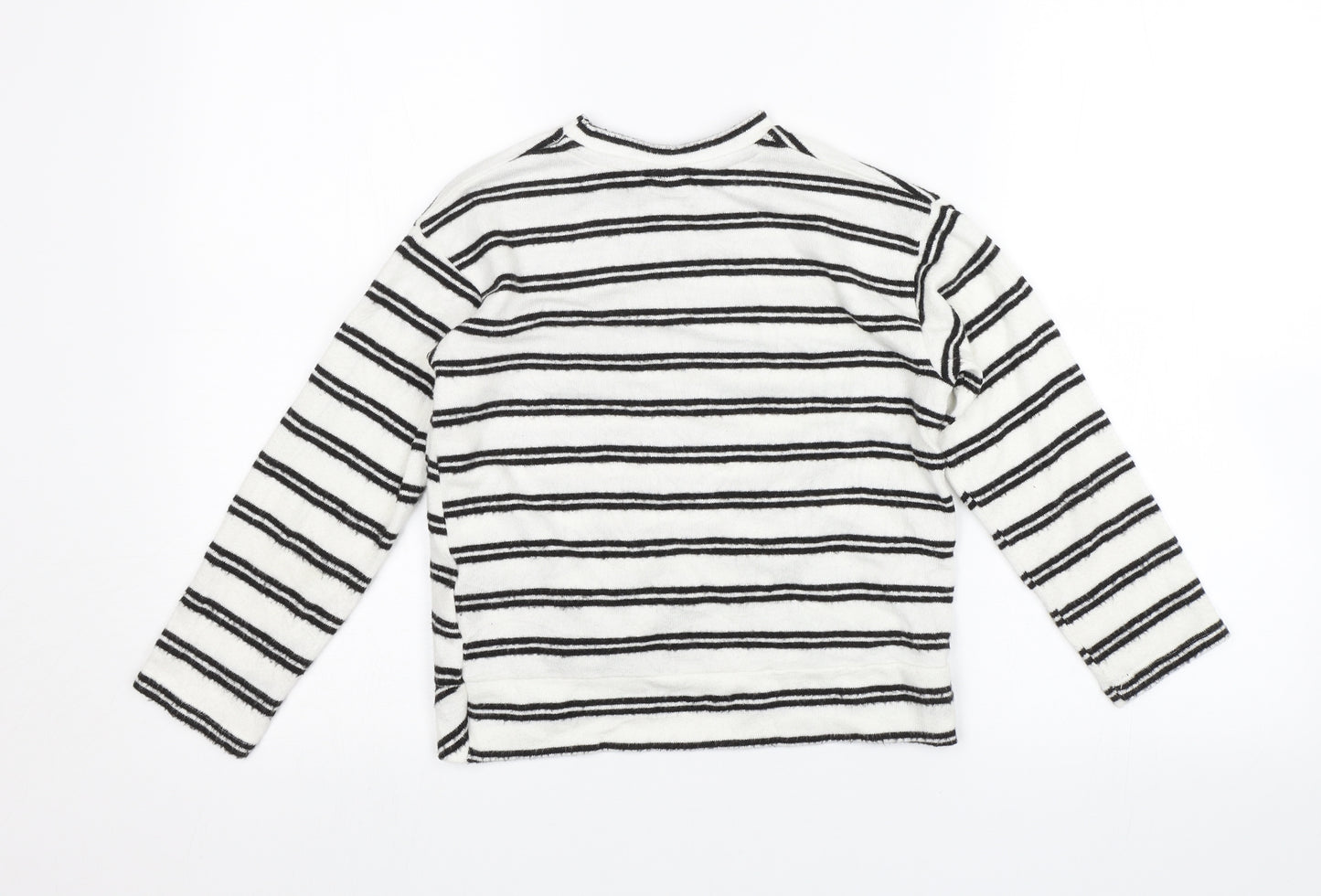 Zara Girls Black Striped  Pullover Jumper Size 8 Years