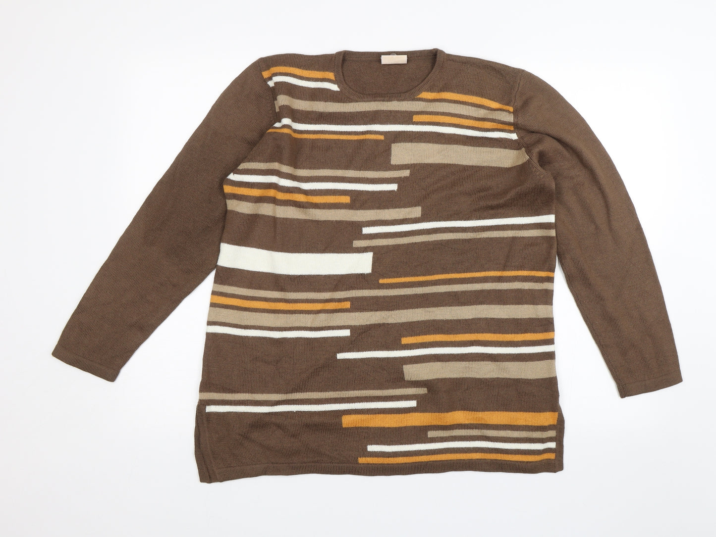 County Casuals Womens Brown Striped  Pullover Jumper Size L