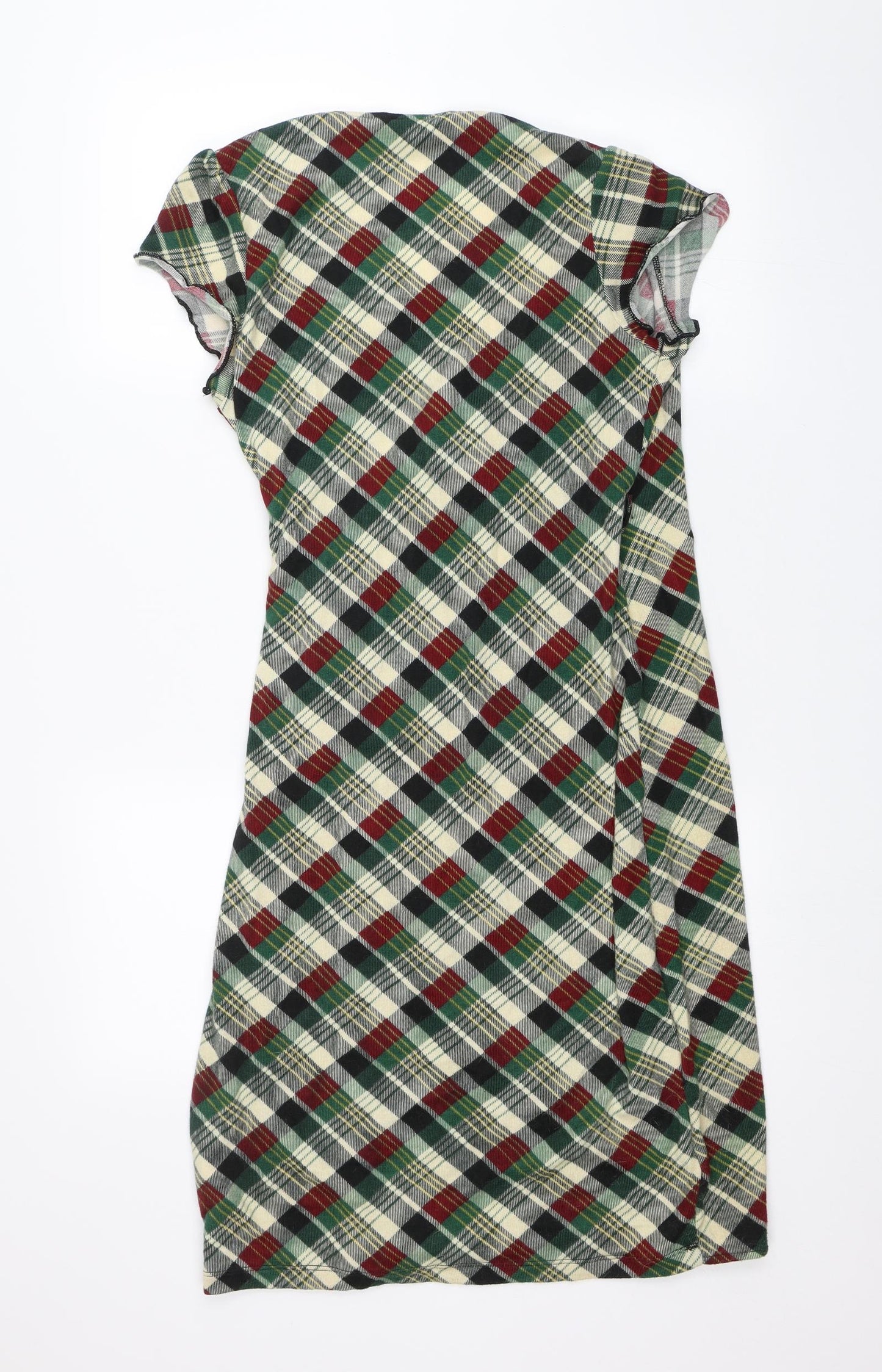 Yumi Womens Green Plaid  Wrap Dress  Size 10