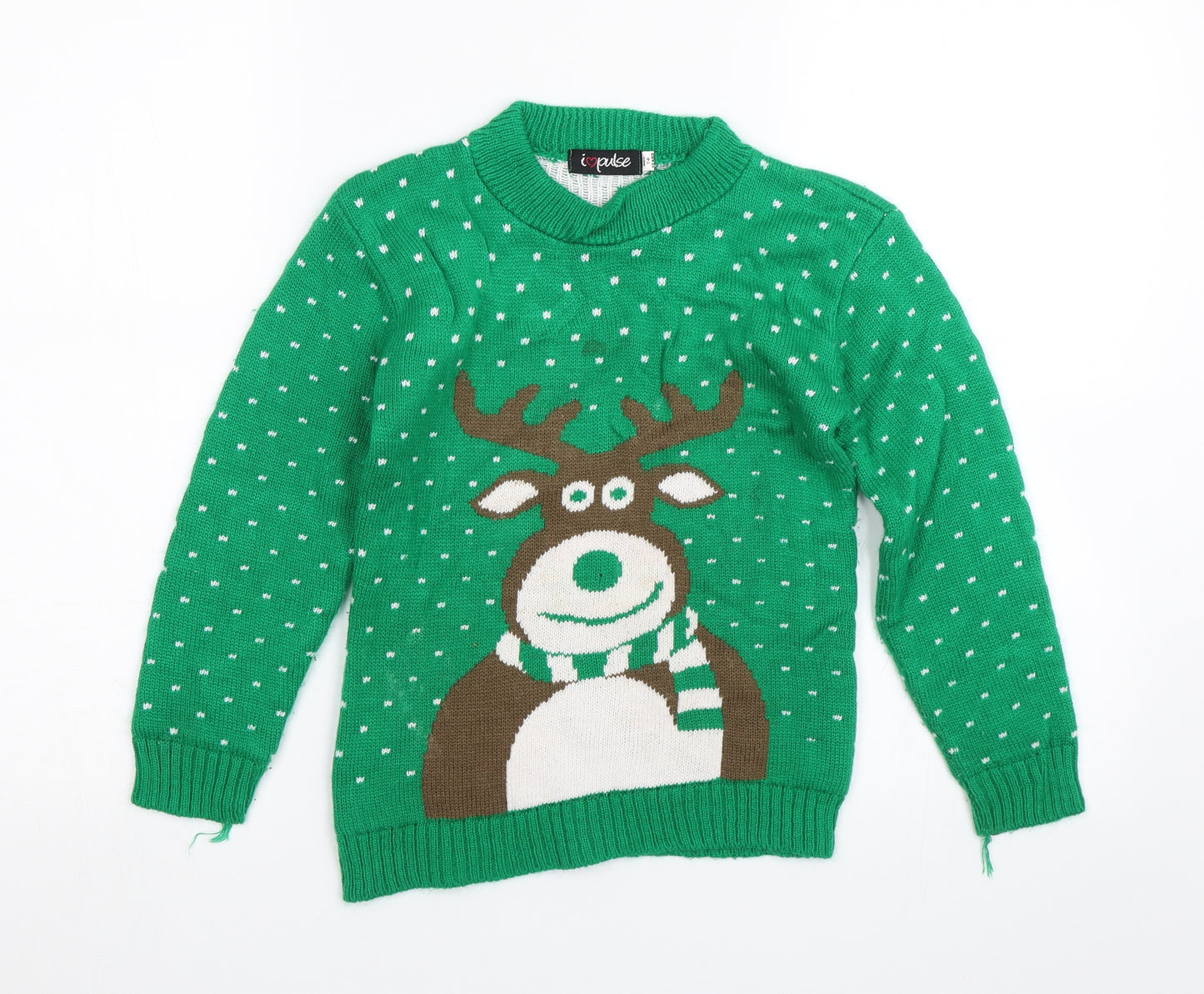 Impulse Boys Green   Pullover Jumper Size 7-8 Years  - Reindeer
