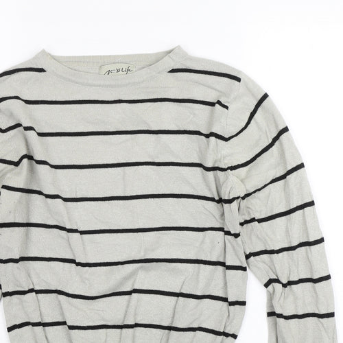 Miss Life Girls Grey Striped  Pullover Jumper Size XL