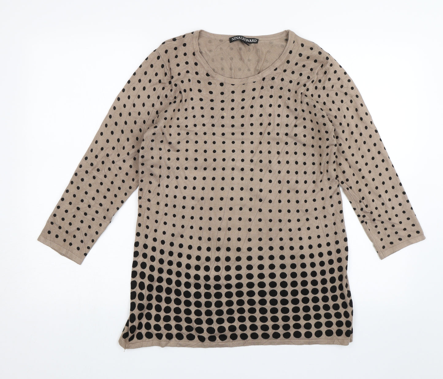 Nina Leonard  Womens Brown Polka Dot  Pullover Jumper