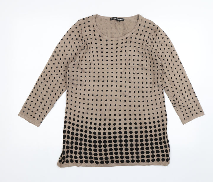 Nina Leonard  Womens Brown Polka Dot  Pullover Jumper