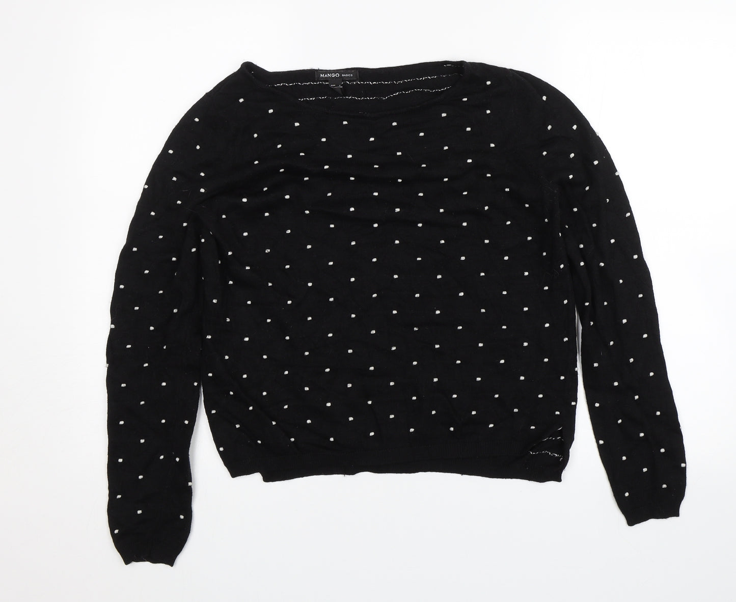Mango Womens Black Polka Dot  Pullover Jumper Size S