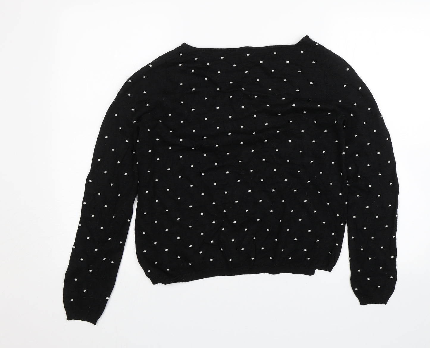 Mango Womens Black Polka Dot  Pullover Jumper Size S