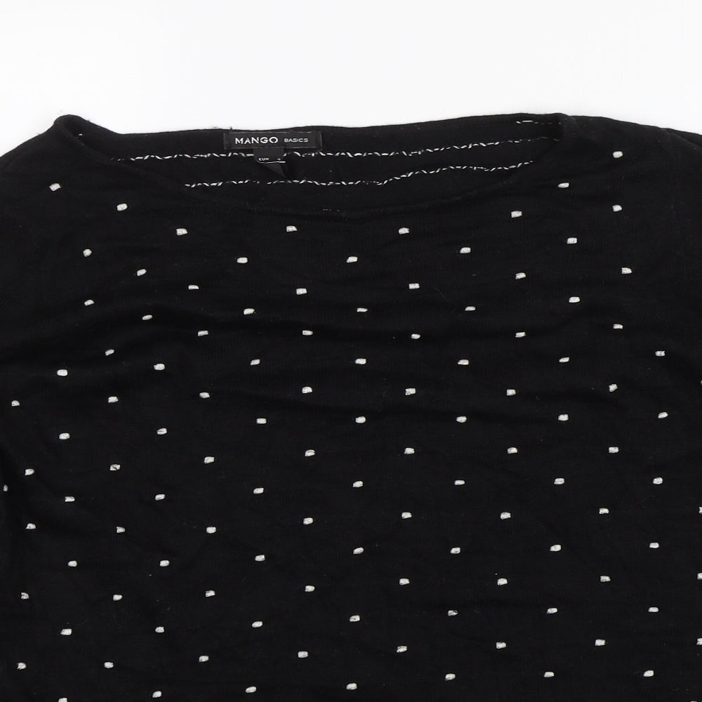 Mango Womens Black Polka Dot  Pullover Jumper Size S