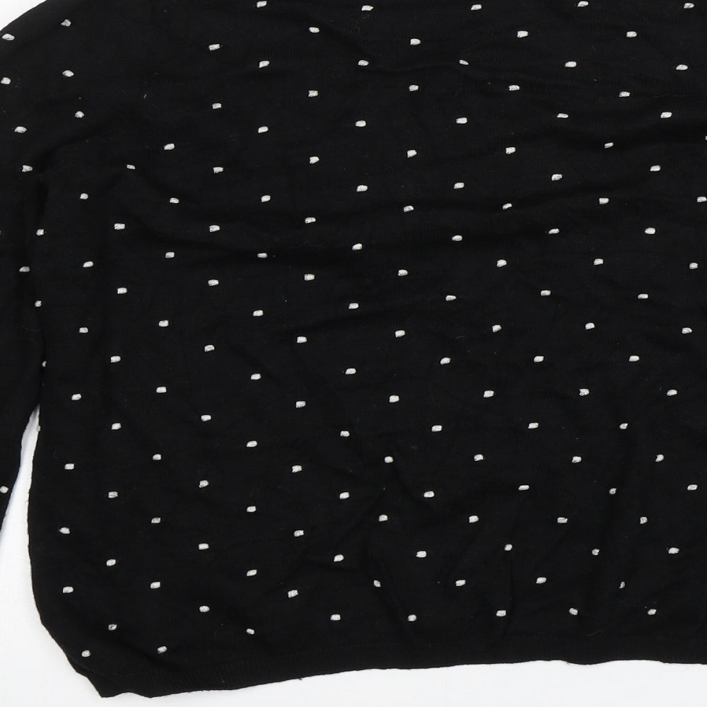 Mango Womens Black Polka Dot  Pullover Jumper Size S