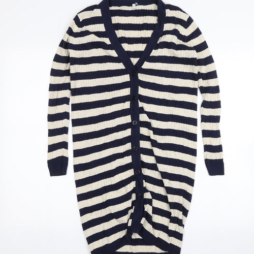 Preworn Womens Blue Striped  Cardigan Jumper Size XS