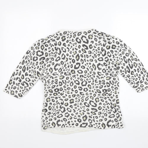 Alex & Co Womens White Animal Print  Basic Blouse Size 14