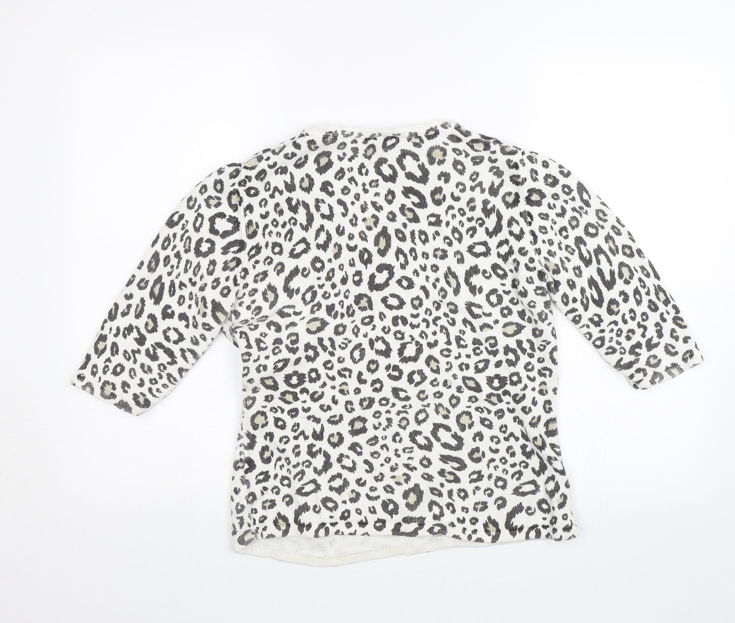 Alex & Co Womens White Animal Print  Basic Blouse Size 14