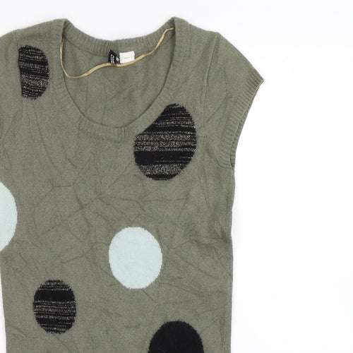 Divided Womens Green Polka Dot  Pullover Jumper Size 6