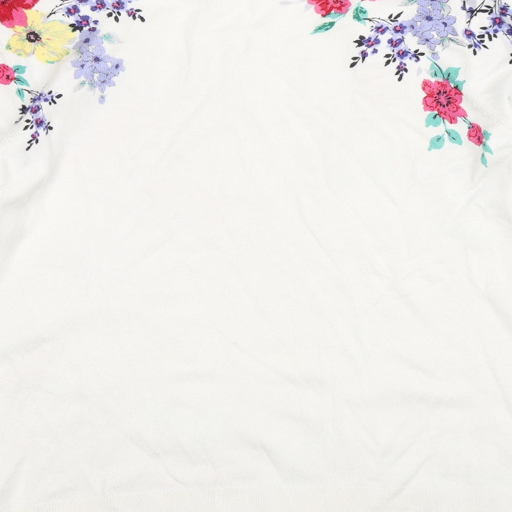 M&Co Womens White Floral  Pullover Jumper Size 16