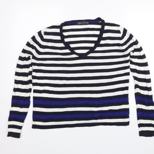 M&S Womens Blue Striped  Pullover Jumper Size 14