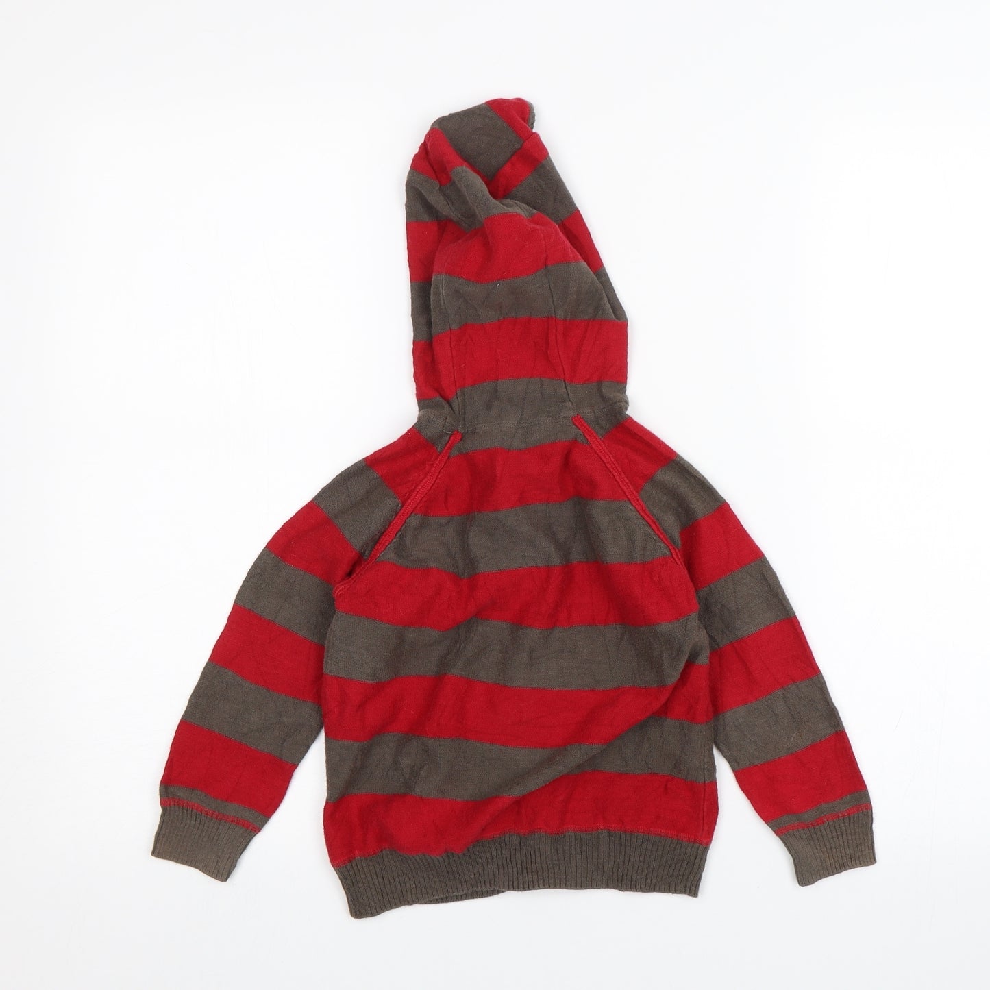 George Boys Red Striped  Full Zip Hoodie Size 2-3 Years