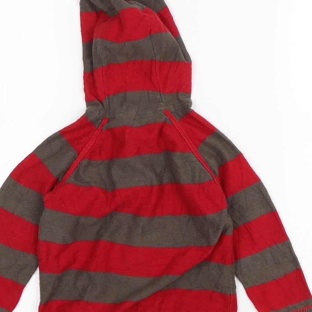 George Boys Red Striped  Full Zip Hoodie Size 2-3 Years