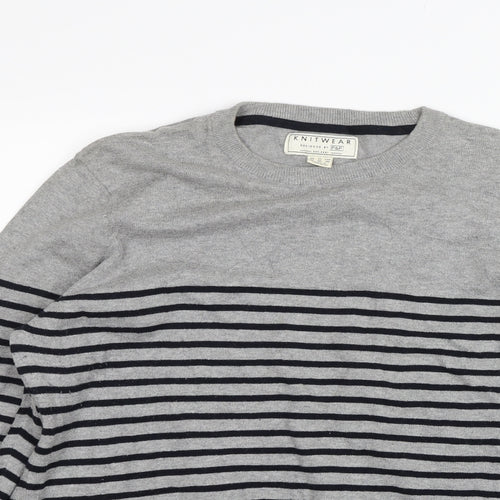 F&F Womens Grey Striped  Pullover Jumper Size 2XL
