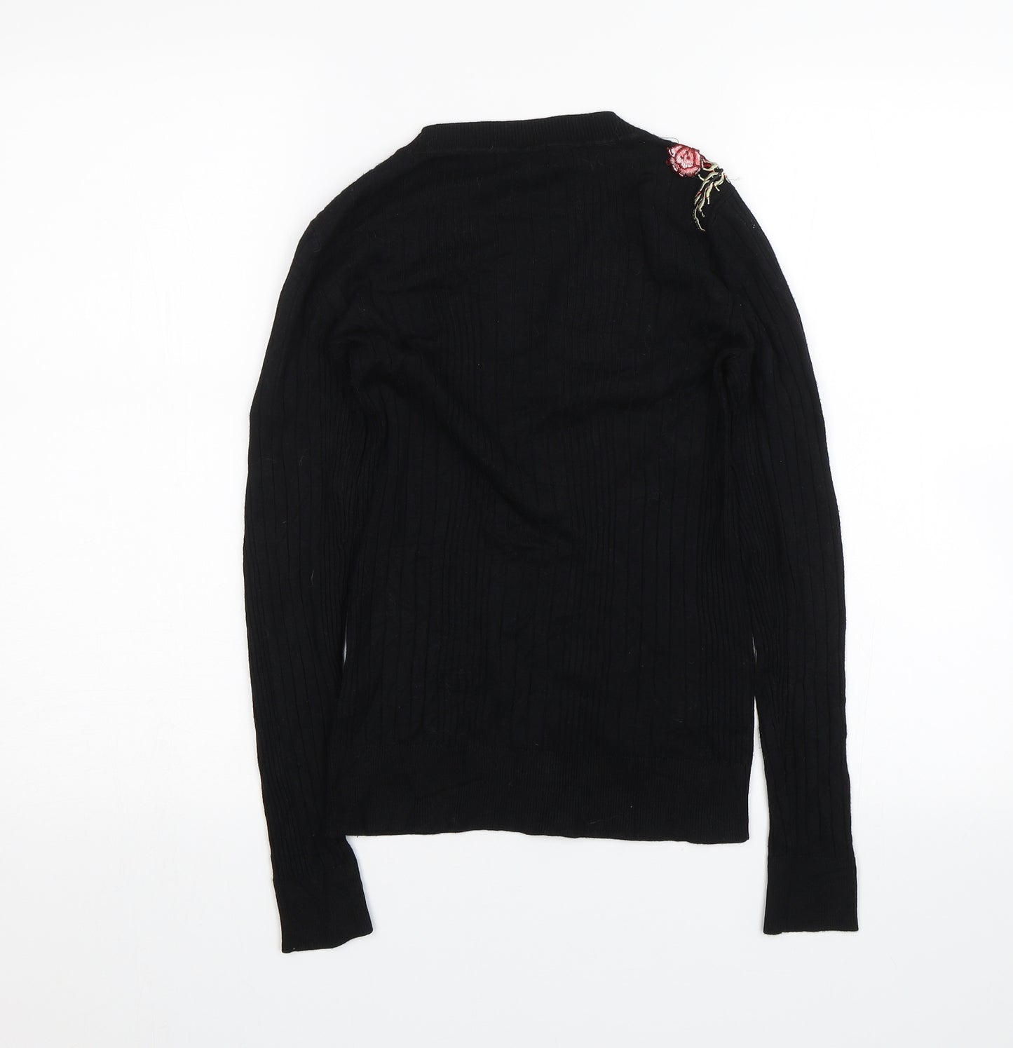 New Look Womens Black Floral  Pullover Jumper Size 10