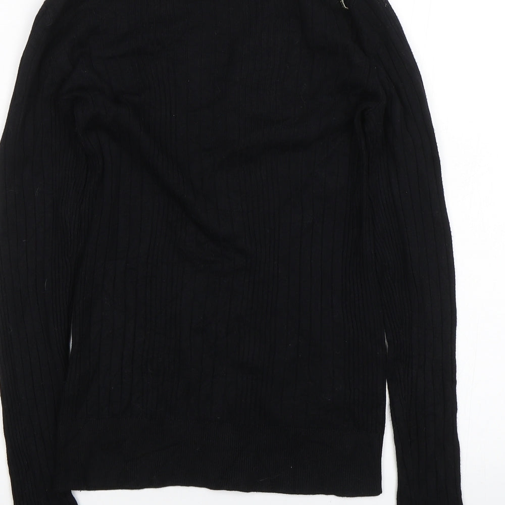 New Look Womens Black Floral  Pullover Jumper Size 10