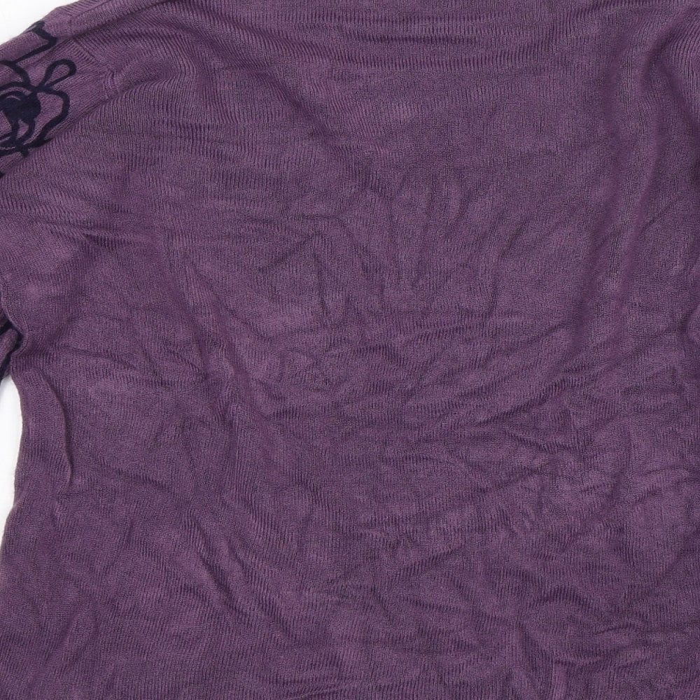Cerulean Womens Purple Floral  Pullover Jumper Size L