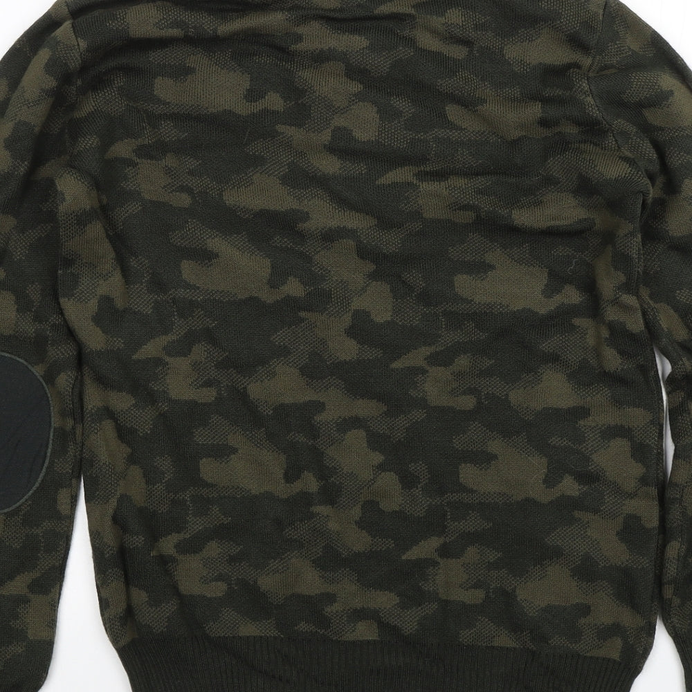 George Boys Green Camouflage  Pullover Jumper Size 10-11 Years