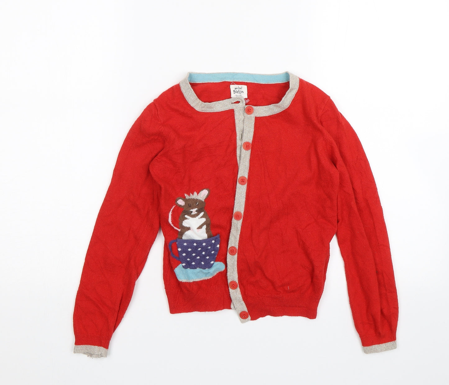 Mini Boden Girls Red   Cardigan Jumper Size 9-10 Years