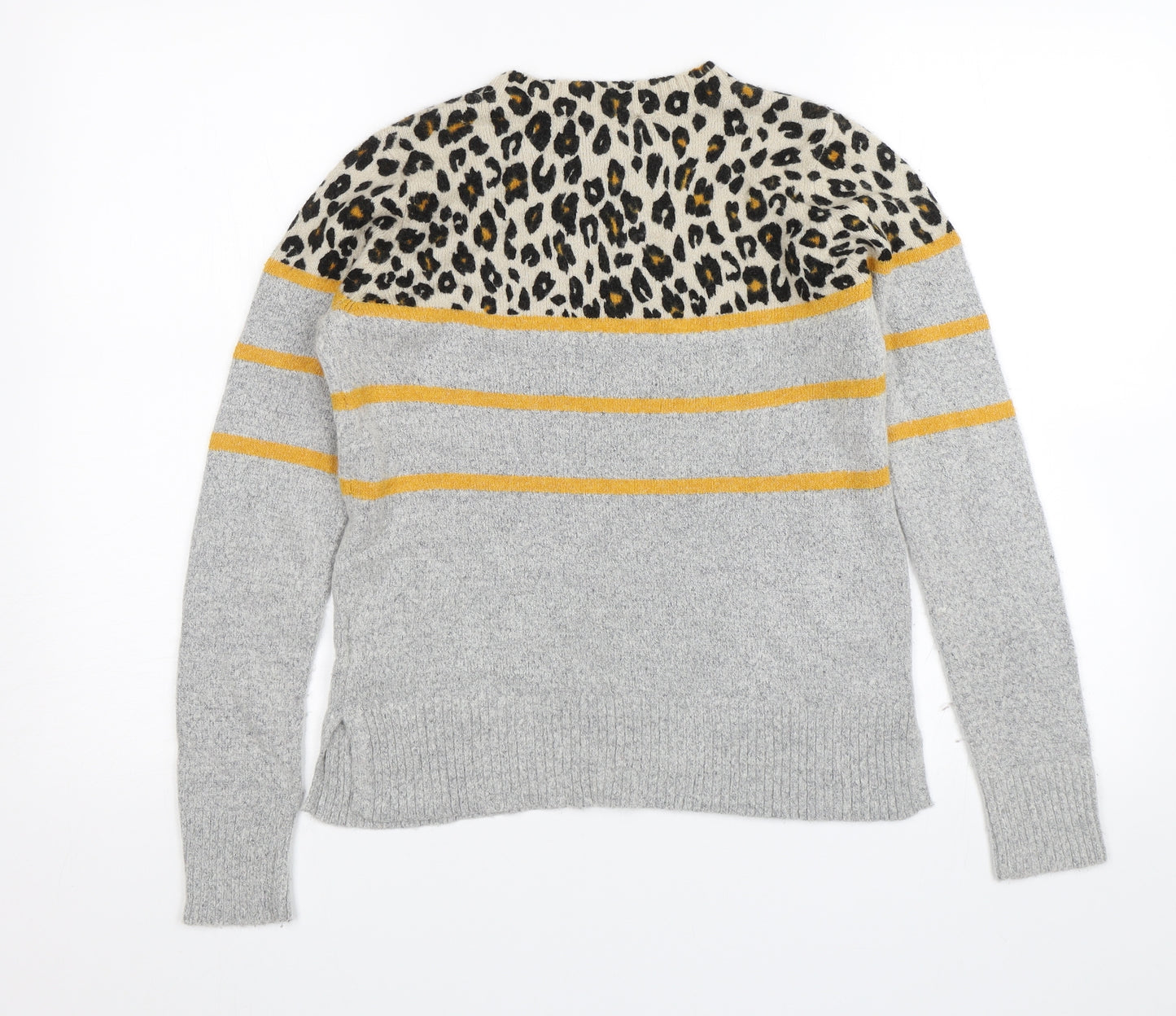 Oasis Womens Grey Animal Print  Pullover Jumper Size S